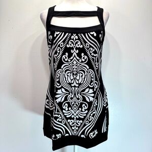 White House Black Market Strappy Black & White Print Bodycon Tank Top WHBM